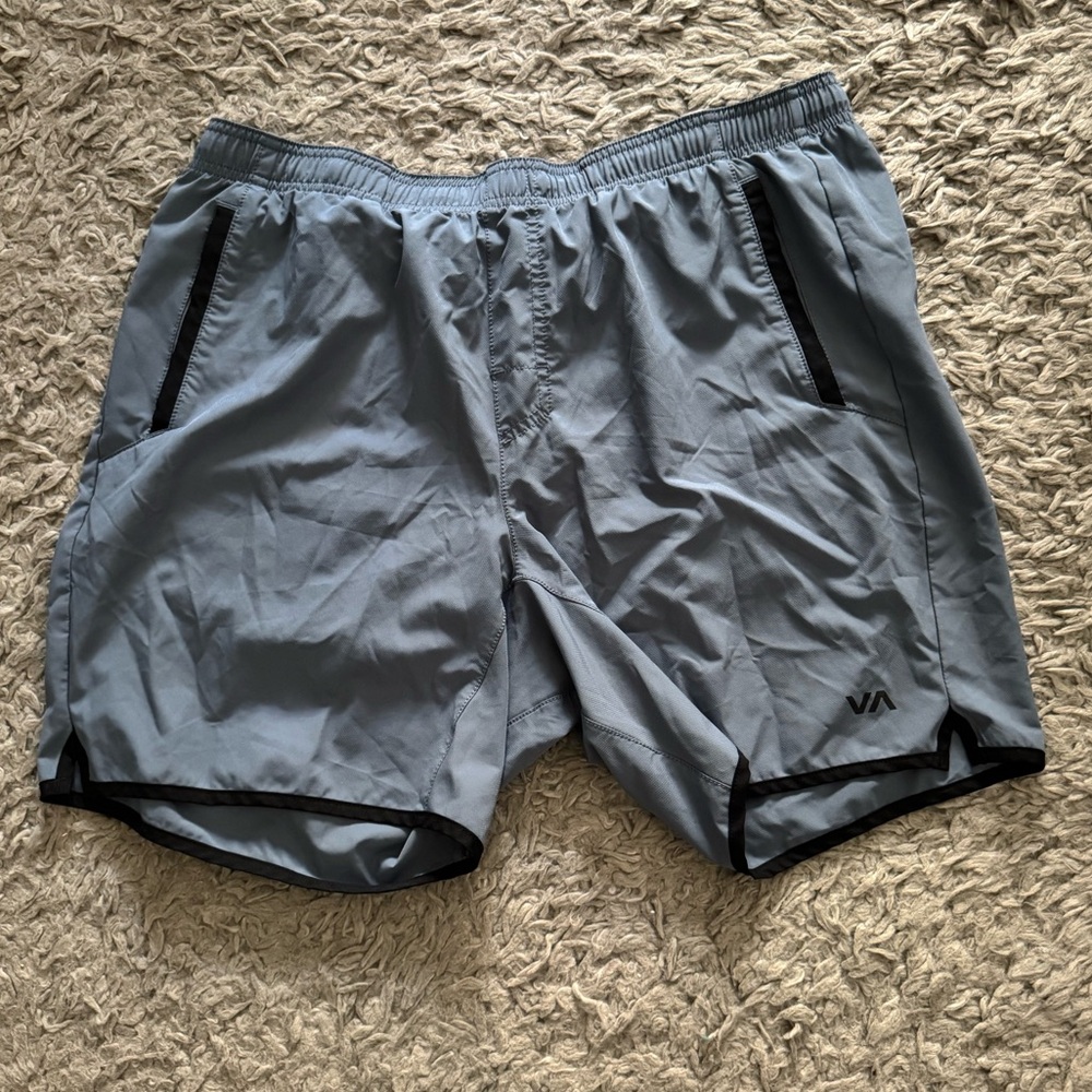 Gray Athletic Shorts with Black Trim